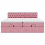 vidaXL Cadre de lit ottoman avec matelas rose 180x200 cm velours