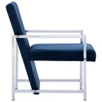 vidaXL Fauteuil avec pieds chromés Bleu Velours