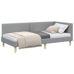 vidaXL Cadre de lit d'angle avec tête de lit Gris clair 90 cm x 190 cm