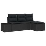 vidaXL Ensemble de canapé de jardin avec coussin 4 Pièces Noir polyrotin