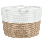 vidaXL Panier à linge marron et blanc Ø60x36 cm coton