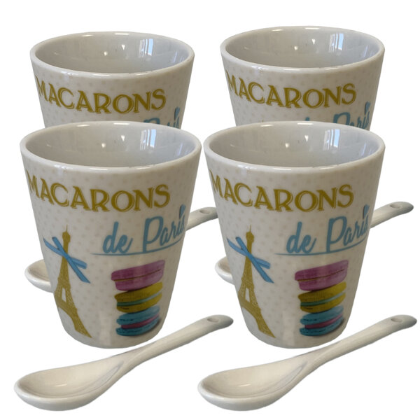 4 gobelets expresso paris macarons