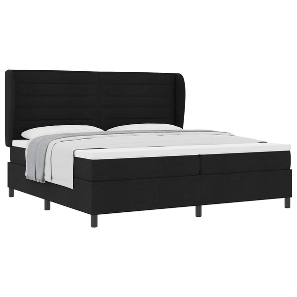 vidaXL Lit à ressorts avec matelas Noir 200 x 200 cm tissu