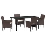 vidaXL Ensemble de repas de jardin de 5 pièces en rotin synthétique marron