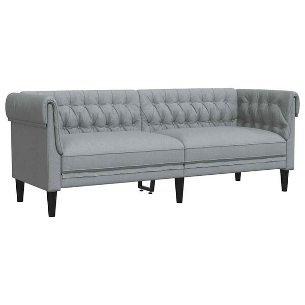vidaXL Canapé Chesterfield Gris clair 201.5 x 74.5 x 74.5 cm tissu