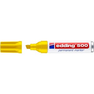 Marqueur Permanent 500 Corps Alu Jaune Pointe Large Biseautée 2-7 mm EDDING