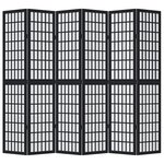 vidaXL Cloison de séparation 6 panneaux noir bois de paulownia massif