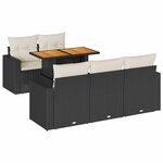 vidaXL Salon de jardin 6 Pièces avec coussins noir résine tressée