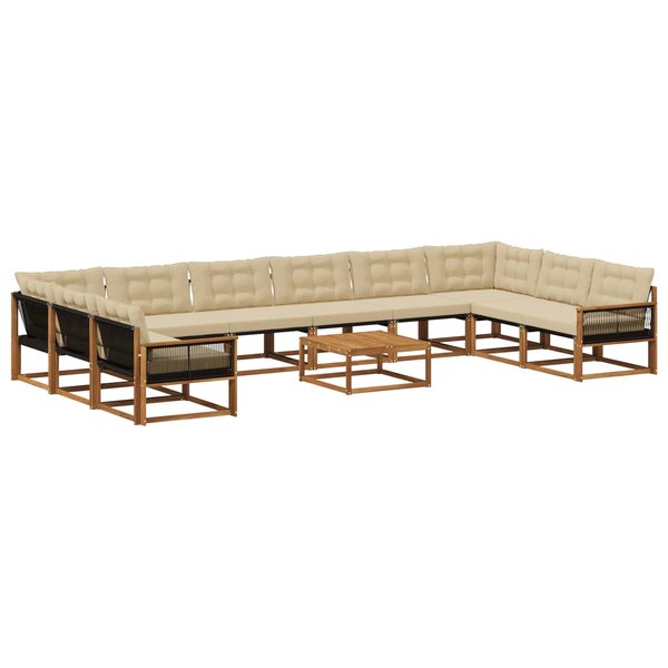 vidaXL Ensemble de canapés d'extérieur 11 Pièces Naturel et Beige