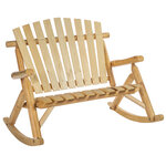 Fauteuil de jardin Adirondack à bascule 2 places rocking chair style néo-rétro assise dossier ergonomique bois naturel de pin