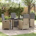 vidaXL Ensemble de salle à manger pour jardin 5 Pièces Beige polyrotin