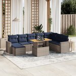 vidaXL Salon de jardin 9 Pièces avec coussins gris résine tressée