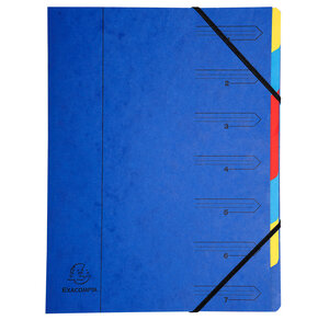 Trieur agrafé avec élastiques 7 compartiments Bleu EXACOMPTA