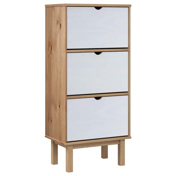 vidaXL Armoire à chaussures OTTA et 3 tiroirs Marron et blanc Bois pin