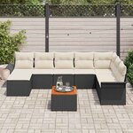 vidaXL Ensemble de canapé de jardin avec coussin 9 Pièces Noir et Crème