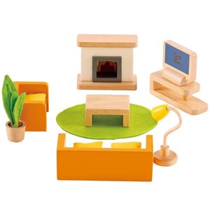 Salon média pour maison de poupée hape e3452