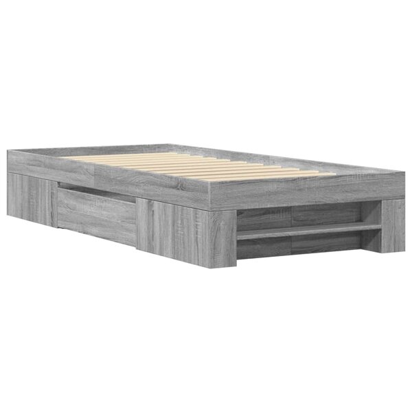 vidaXL Cadre de lit sonoma gris 90x200 cm bois d'ingénierie