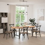 vidaXL Table à manger 220x100x74 cm bois de chêne massif ovale