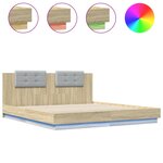 vidaXL Cadre de lit tête de lit et lumières LED chêne sonoma 160x200cm