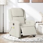 vidaXL Fauteuil inclinable de massage électrique crème velours