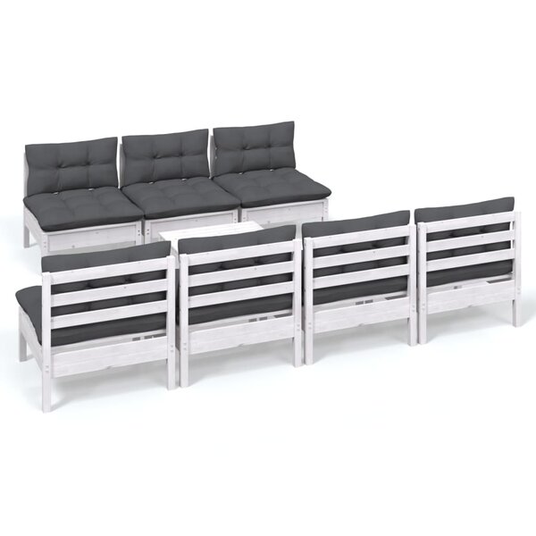 vidaXL Salon de jardin 8 Pièces avec coussins anthracite Bois de pin