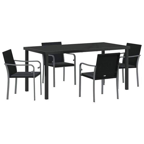 vidaXL Ensemble de salle à manger pour jardin 5 Pièces Noir Poly rotin