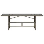 vidaXL Table de jardin avec dessus en verre gris résine tressée