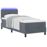 Lit box spring vidaXL avec matelas et LED Gris foncé 80x200 cm Velours