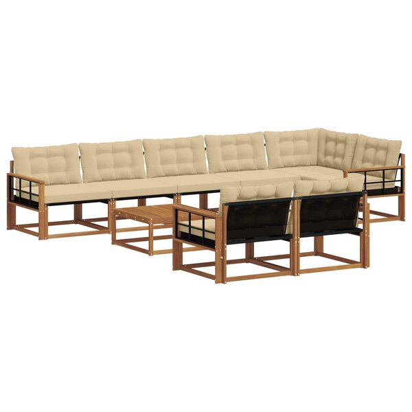 vidaXL Ensemble de canapés d'extérieur 9 Pièces Naturel et Beige