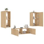 vidaXL Meuble TV muraux 3 Pièces avec lumières LED chêne sonoma