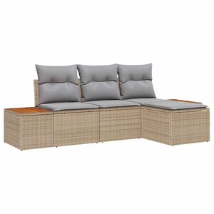 vidaXL Ensemble de canapé de jardin avec coussin 4 Pièces Beige polyrotin