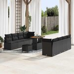 vidaXL Ensemble de canapé de jardin 11 Pièces Noir Poly rotin