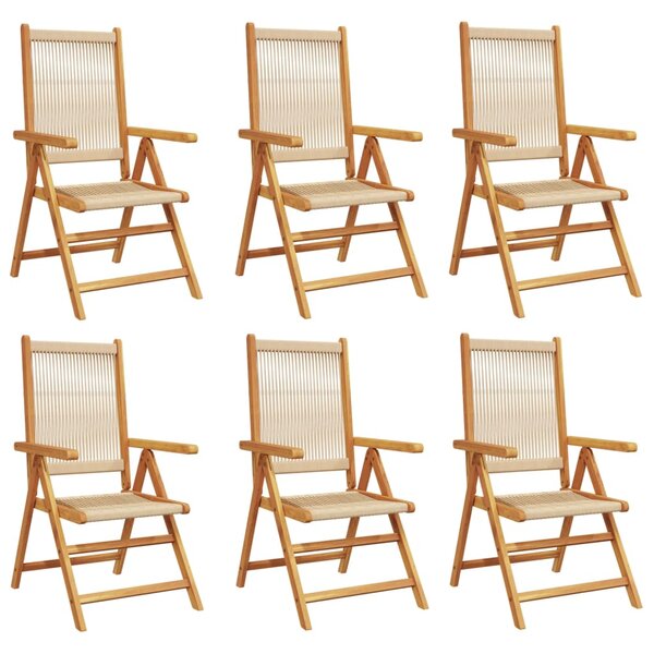 vidaXL Chaises inclinables de jardin lot de 6 beige bois massif acacia