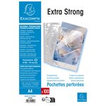 Etui de 100 pochettes perforées polypropylène lisse haute résistance 9/100e - A4 - Cristal EXACOMPTA