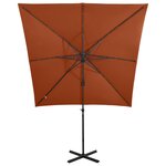vidaXL Parasol de jardin en porte-à-faux avec mât et lumières LED