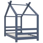 vidaXL Cadre de lit d'enfant Gris Bois de pin massif 70x140 cm