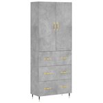 vidaXL Buffet haut Gris béton 69 5x34x180 cm Bois d'ingénierie