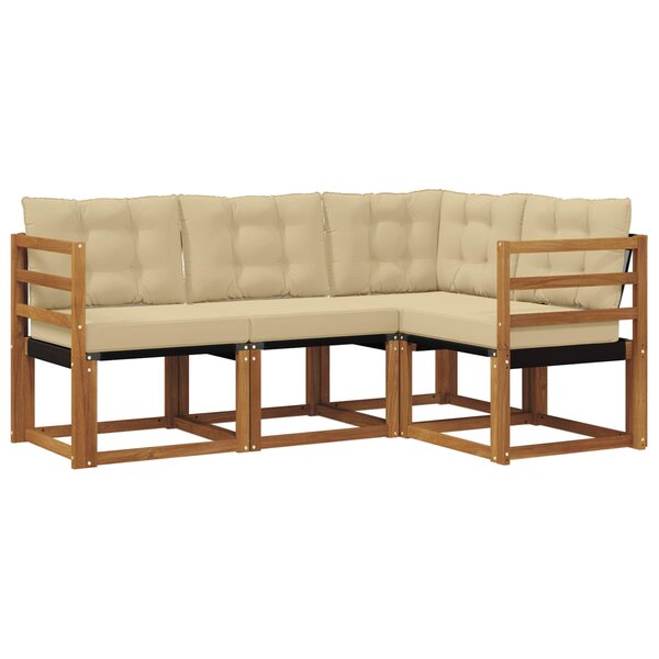 vidaXL Ensemble de canapés d'extérieur 4 pc Naturel et Beige