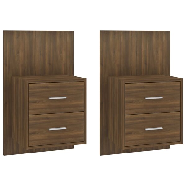 vidaXL Tables de chevet murales 2 Pièces Chêne marron