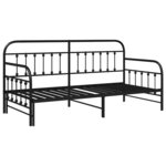 vidaXL Cadre de lit de jour avec tête de lit Noir 90 x 190 cm Acier