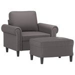 vidaXL Fauteuil avec repose-pied Gris 60 cm Similicuir