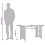 vidaXL Table de jardin avec dessus en verre marron 110x68x70 cm rotin