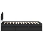vidaXL Cadre de lit avec tête de lit Noir 90 x 190 cm Pin massif