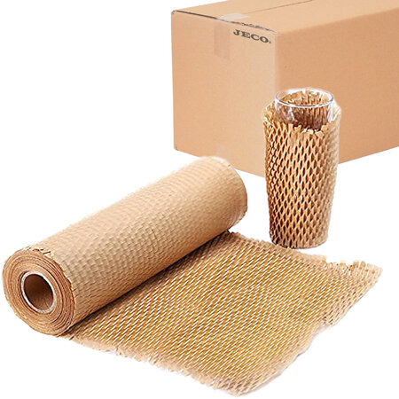 6 rouleaux de papier kraft en nid d’abeille  60cm x 50m linéaires emballage écologique pour protection  rembourrage  emballage cadeaux  déménagement  remplace le film bulles