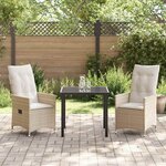 vidaXL Ensemble de salle à manger pour jardin 3 Pièces Beige Poly rotin