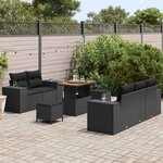 vidaXL Ensemble de canapé de jardin avec coussin 8 Pièces Noir polyrotin