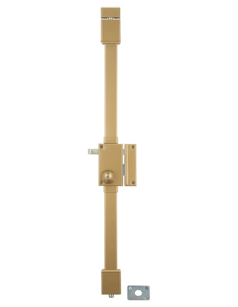 THIRARD - Serrure en applique Targa à tirage pour porte d'entrée  droite  3 pts  Transit2 Ø23mm  axe 45mm  or  4 clés - THIRARD