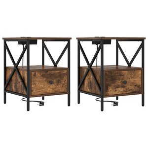 vidaXL Cabinet de chevet avec tiroir Chêne fumé 41.5 x 40.5 x 55 cm