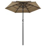 vidaXL Parasol à 3 niveaux avec mât en aluminium Taupe 2 m