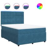 vidaXL Sommier à lattes de lit et matelas bleu 140x190 cm velours